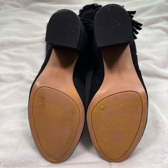 Nine West Jayden suede leather Heeled boots Size 7.5 Fringe Pull On Cowgirl Boho - Picture 8 of 14